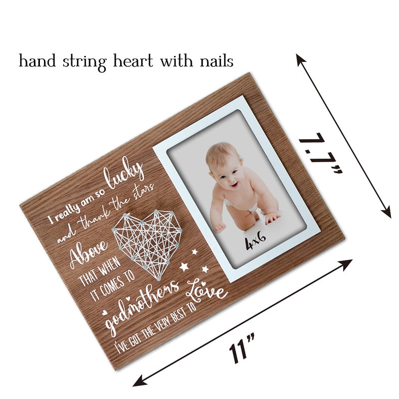 Buecasa Godmother Gifts from Godchild - Godparent Picture Frame Wood Grain with 4x6 Inches Vertical Photo- Gifts for Goddaughter and Godson - Image 5